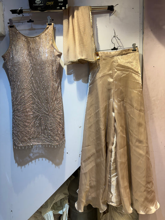Golden Shimmer Chinnon Party Suit