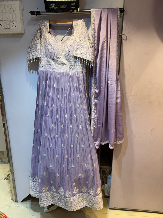 Lavender Threadwork Anarkali