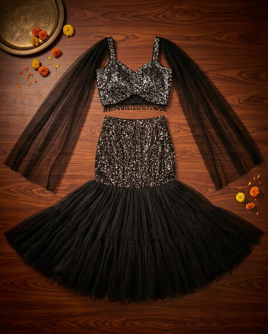 Black indo western outfit inspired by Chandni Chowk modern fashion