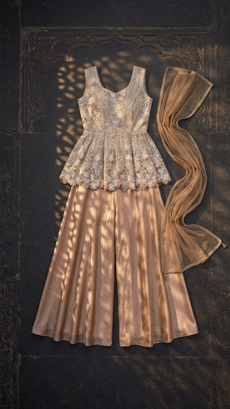 Champagne gold lehenga perfect for party and day wedding wear India