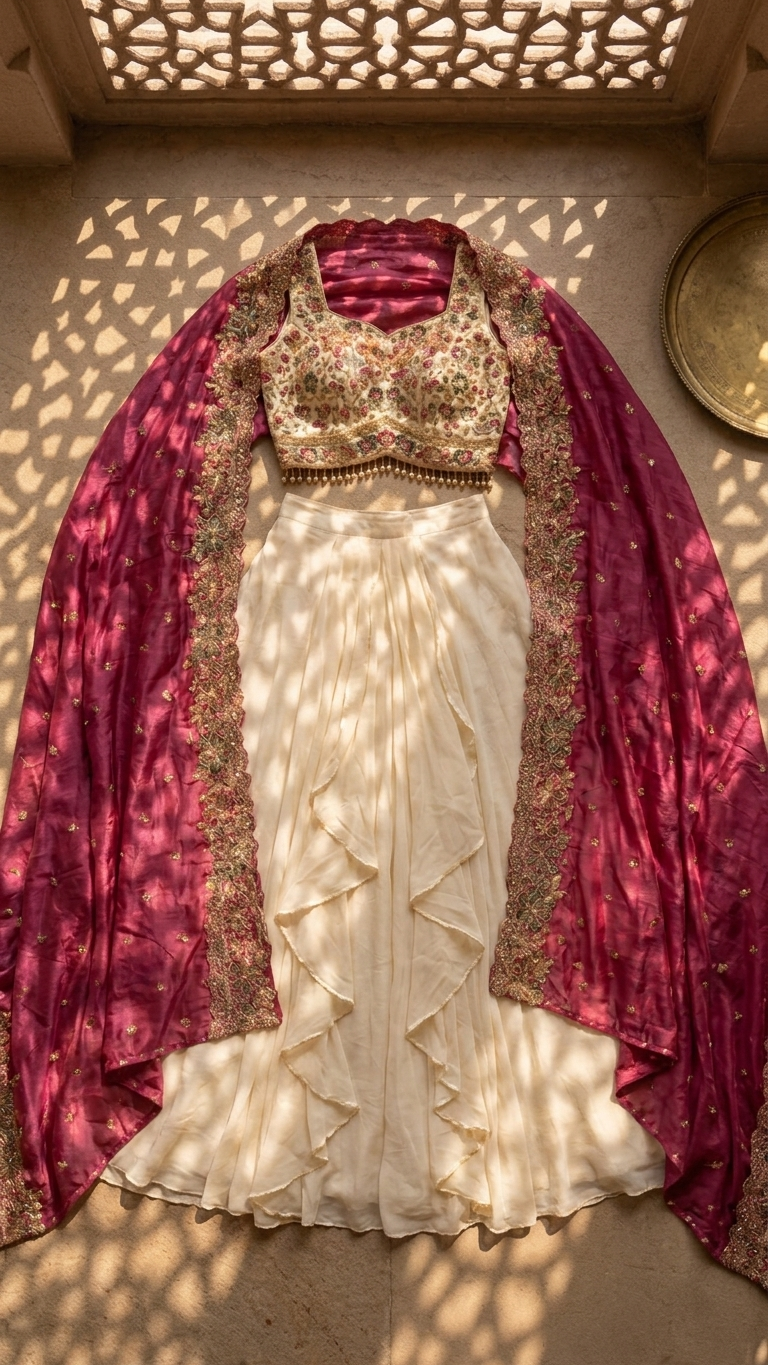 Luxury fusion ethnic outfit inspired by Chandni Chowk premium fashion