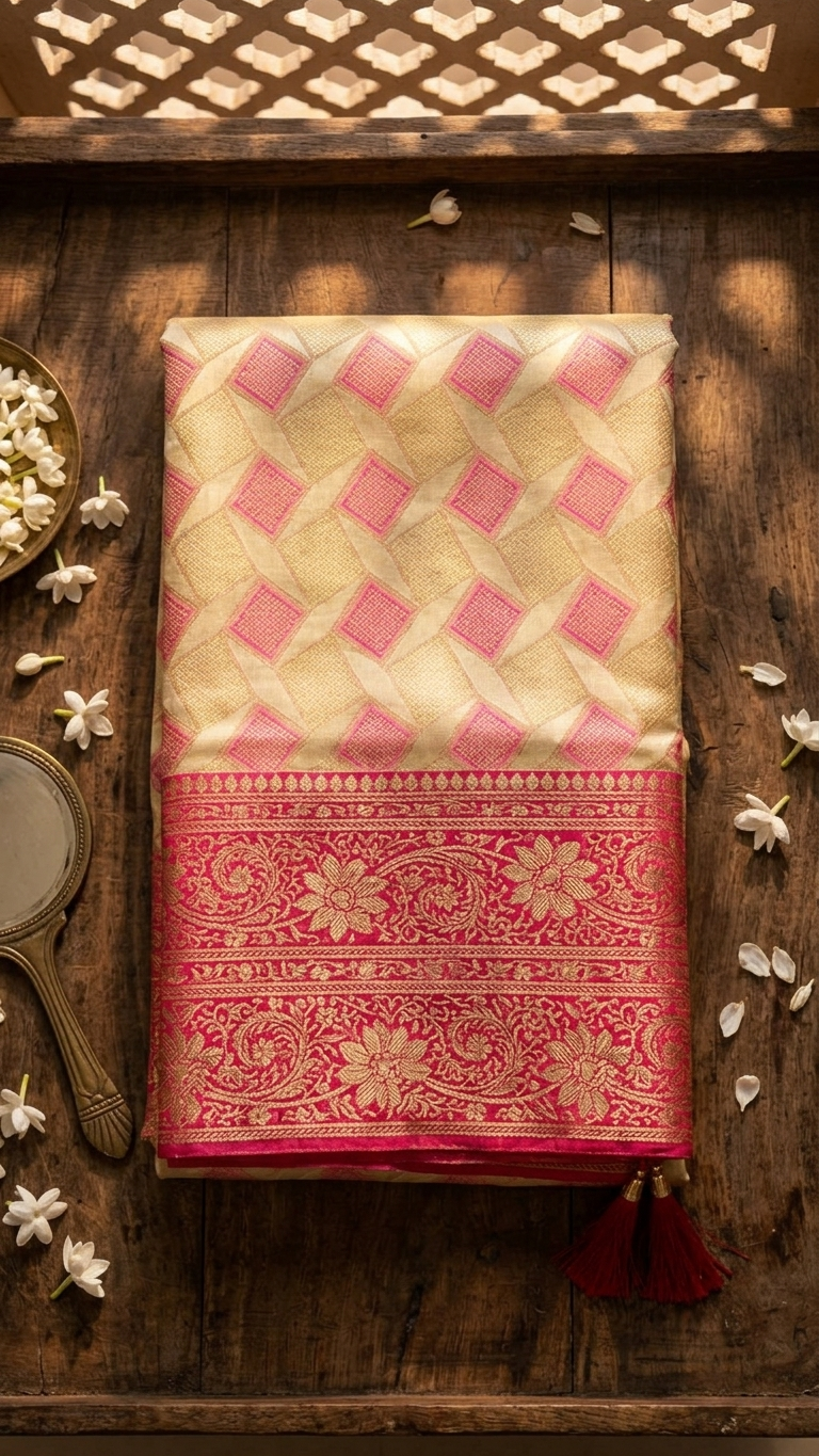 Ivory kanjivaram saree elegant festive and wedding wear Indian ethnic saree