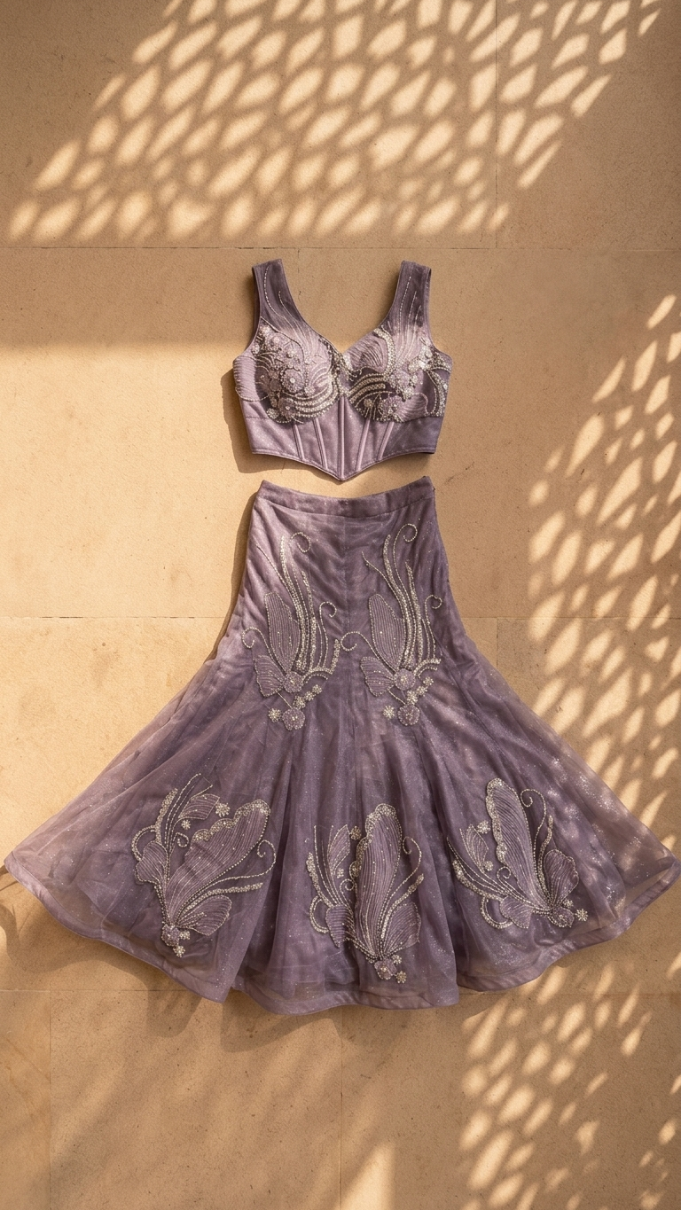 Lavender fish cut gown inspired by Chandni Chowk premium fashion for women
