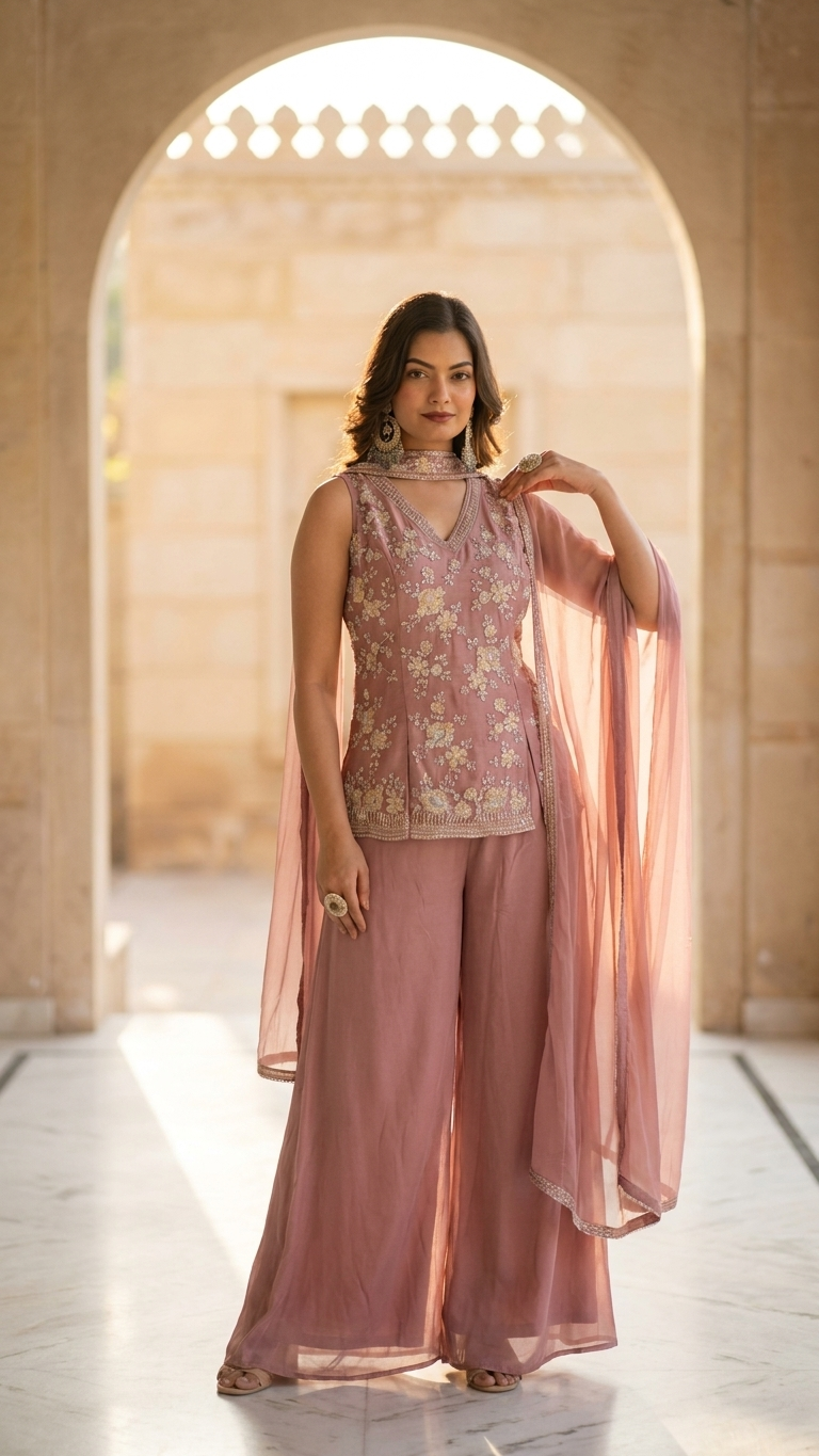 Mauve modern suit inspired by Chandni Chowk contemporary ethnic fashion