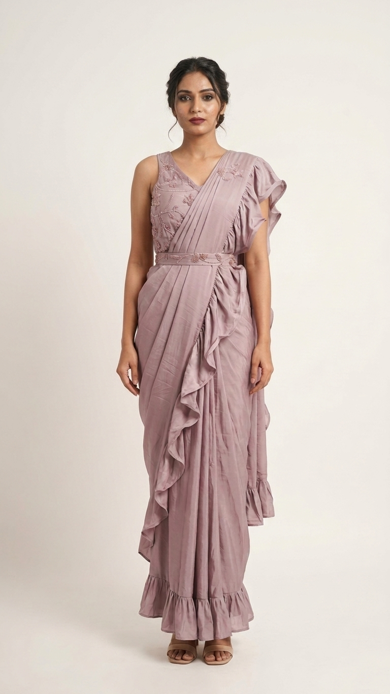 Dusty mauve saree stylish party wear under budget for women India