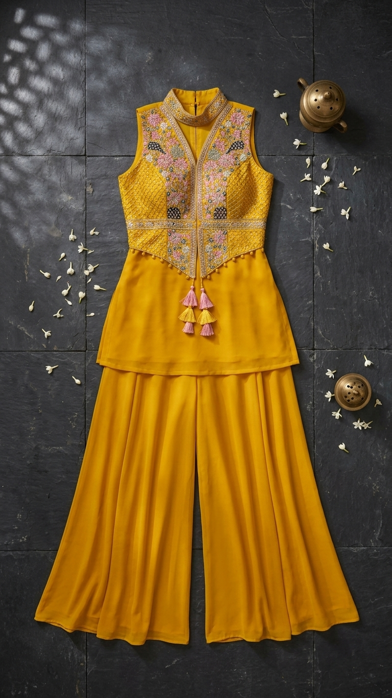 Mustard yellow suit perfect for haldi and festive wear for women India