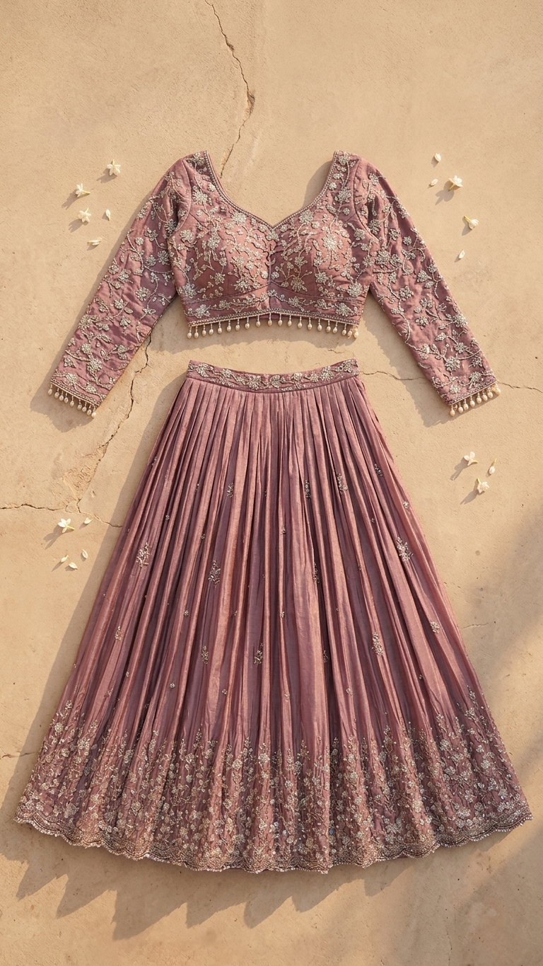 Onion pink designer lehenga inspired by Chandni Chowk premium fashion
