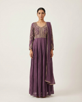 Plum purple silk suit with zari embroidery Chandni Chowk festive wear for women