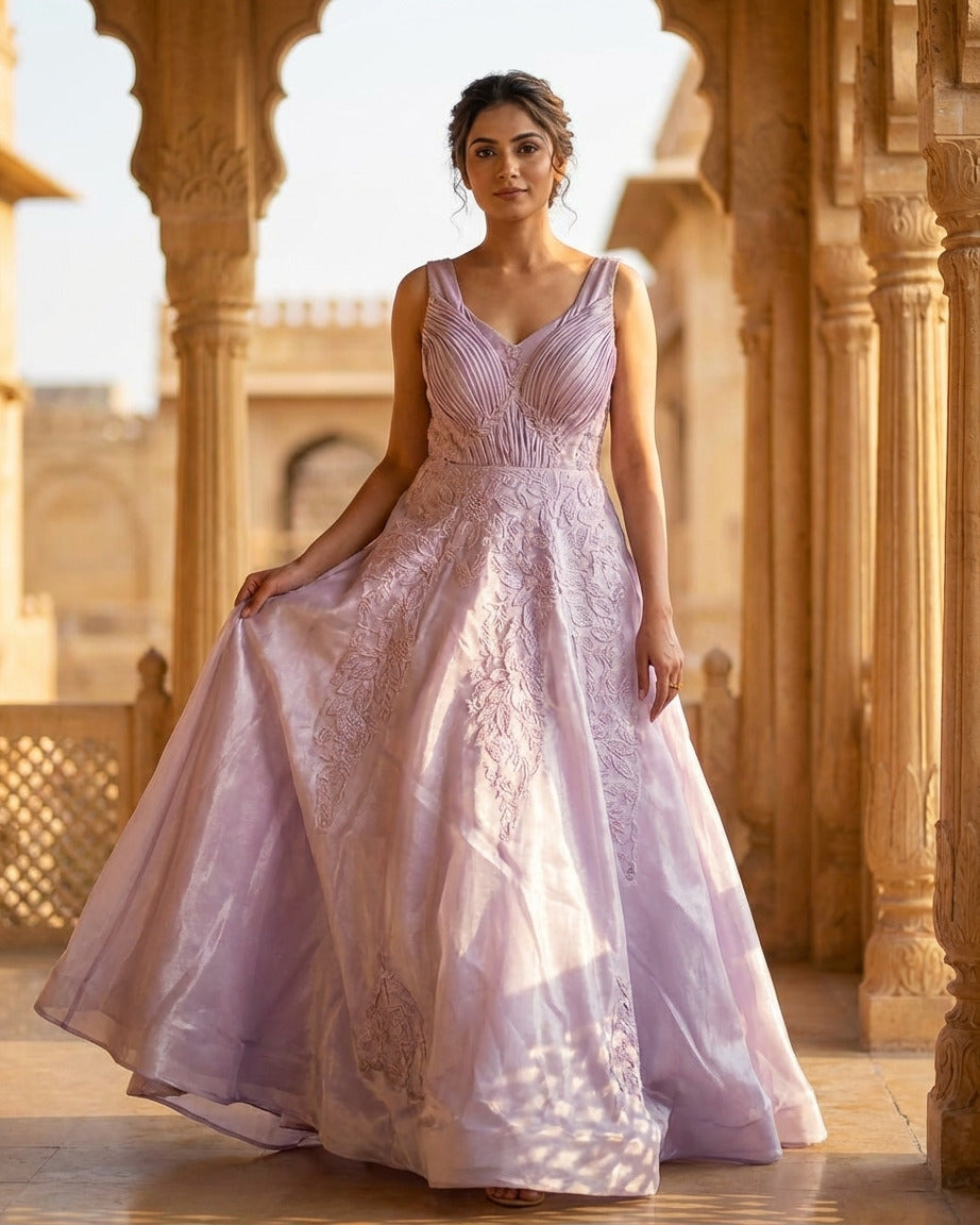 Lavender Modern Designer Gown