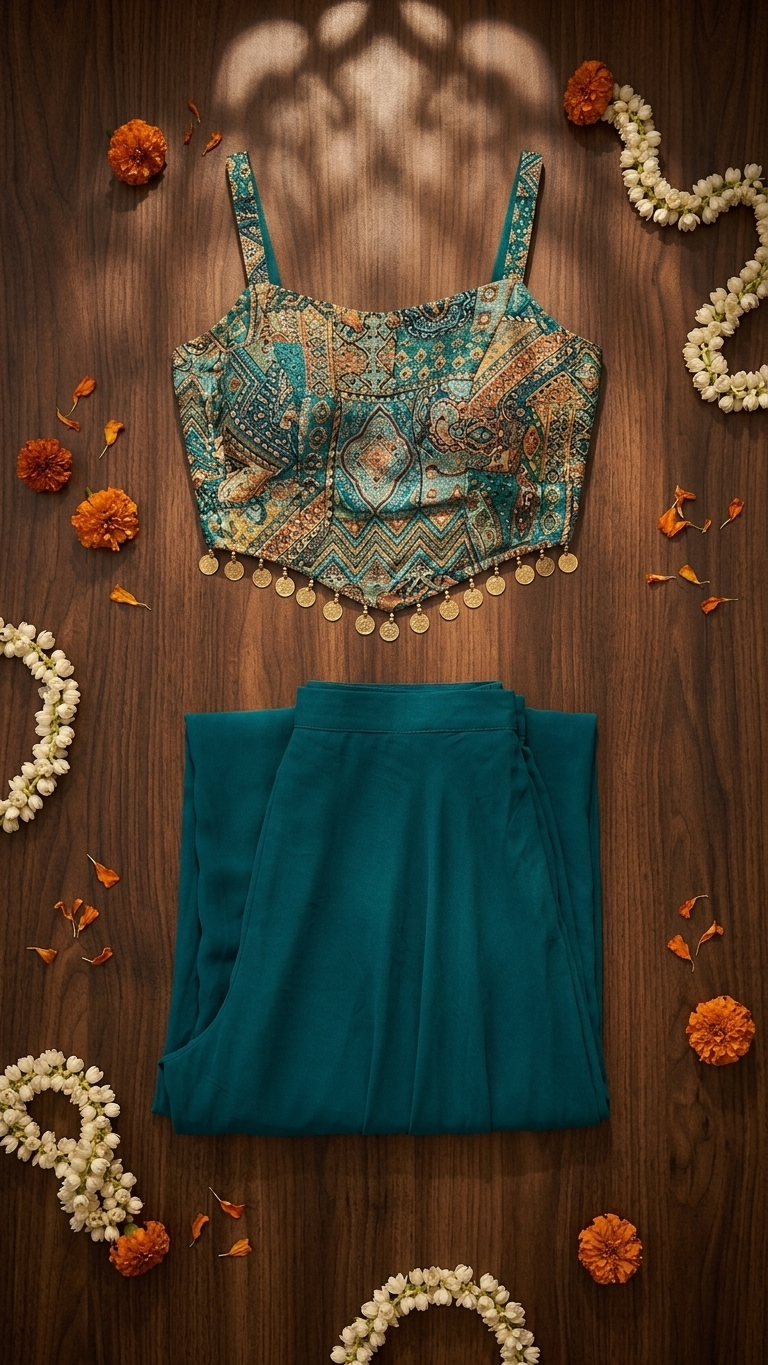 Corset Blouse with Plazo