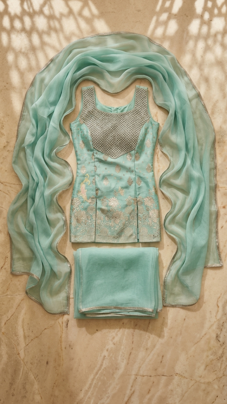 Powder blue sharara suit perfect for wedding and festive wear for women India