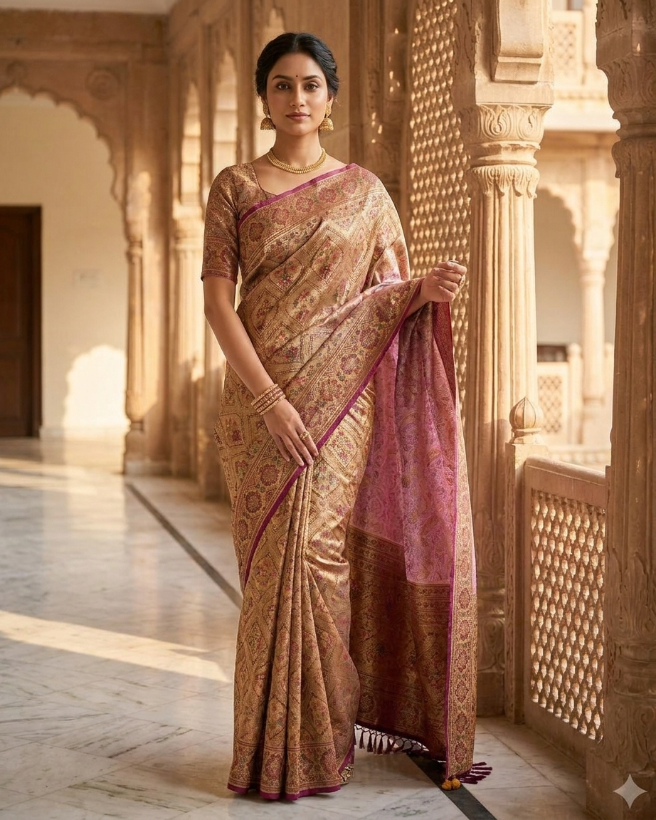 Light purple traditional saree inspired by Chandni Chowk heritage fashion