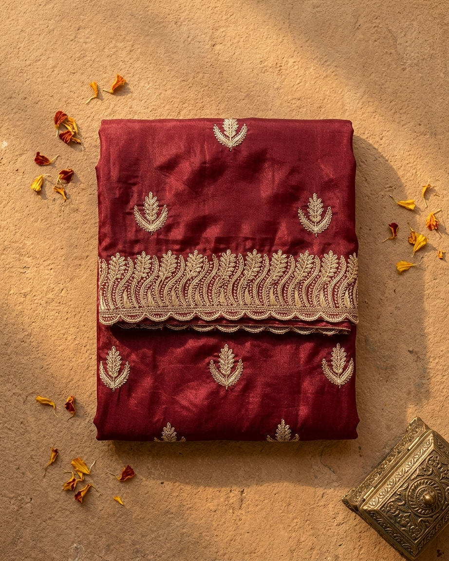 Classic red chinon crepe saree for women daily ethnic and festive wear from Dilli 6 collection