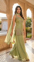 Sage green suit perfect for mehendi and day wedding wear for women India